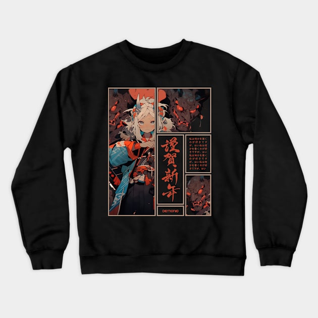 demonic anime girl Crewneck Sweatshirt by karpuz-sedign